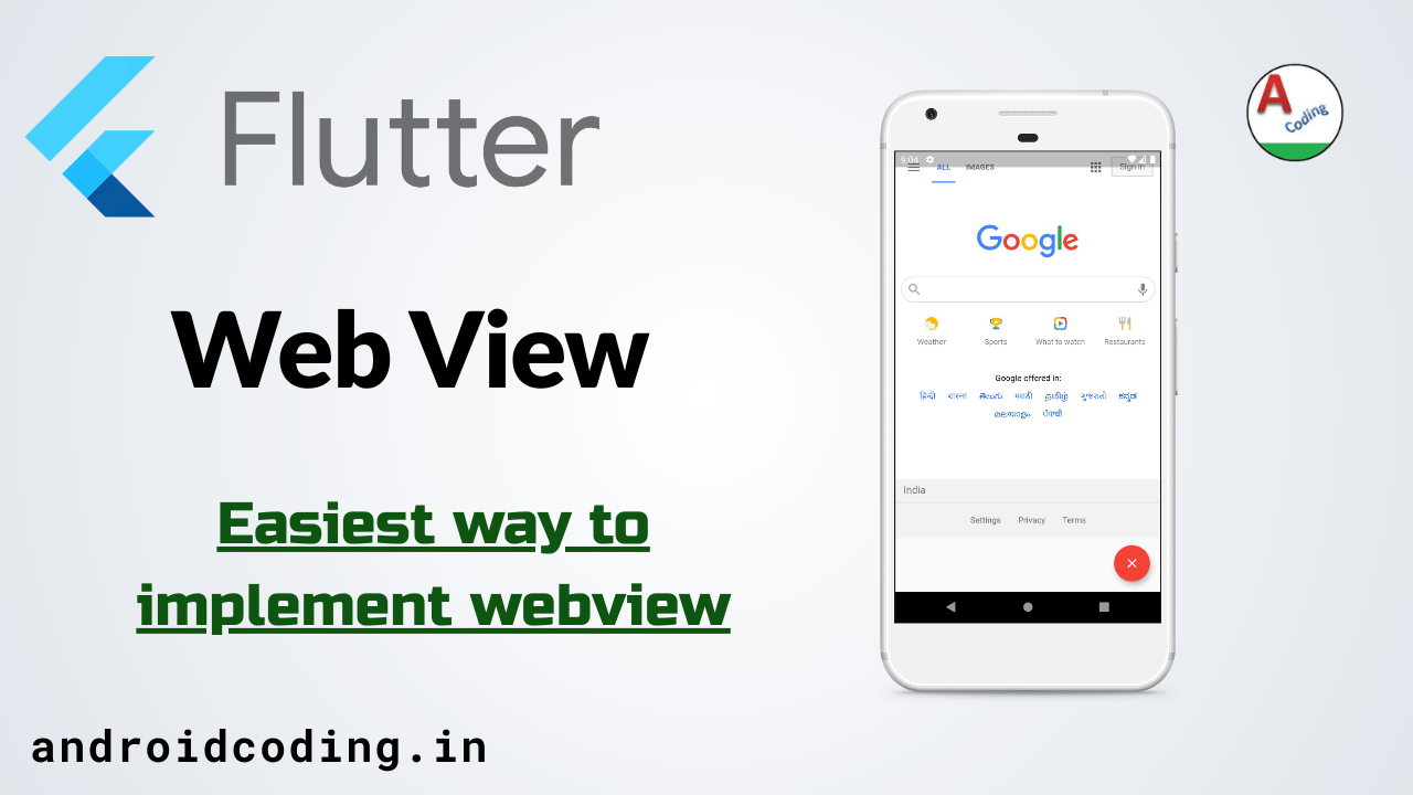 Flutter webview tutorial | Webview - AndroidCoding.in